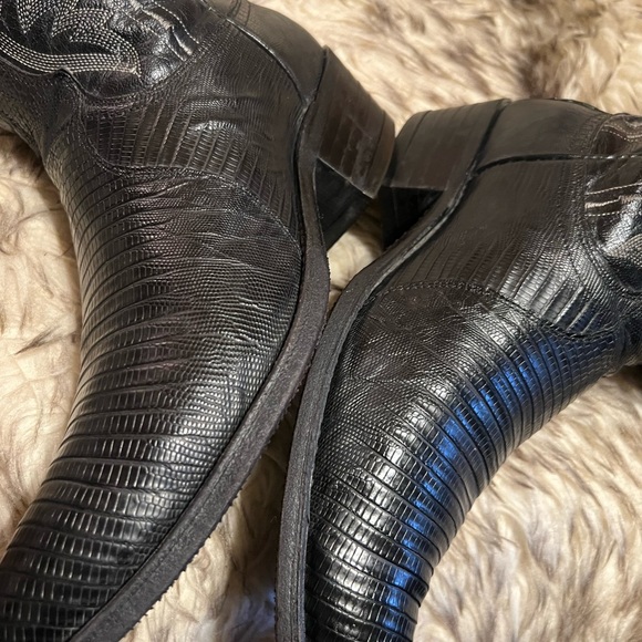 Dan Post Men Top Quality Black LIZARD & Leather western Boots Sz 9 - Picture 6 of 12